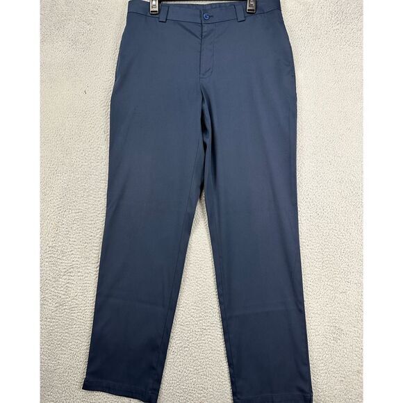 Slazenger Chino Golf Pants Mens 34X34 Navy Blue Athletic Straight Fit Flat Front